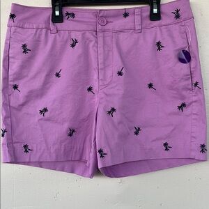 Palm tree design Purple‎ Women's 5”Shorts size 10 NWT